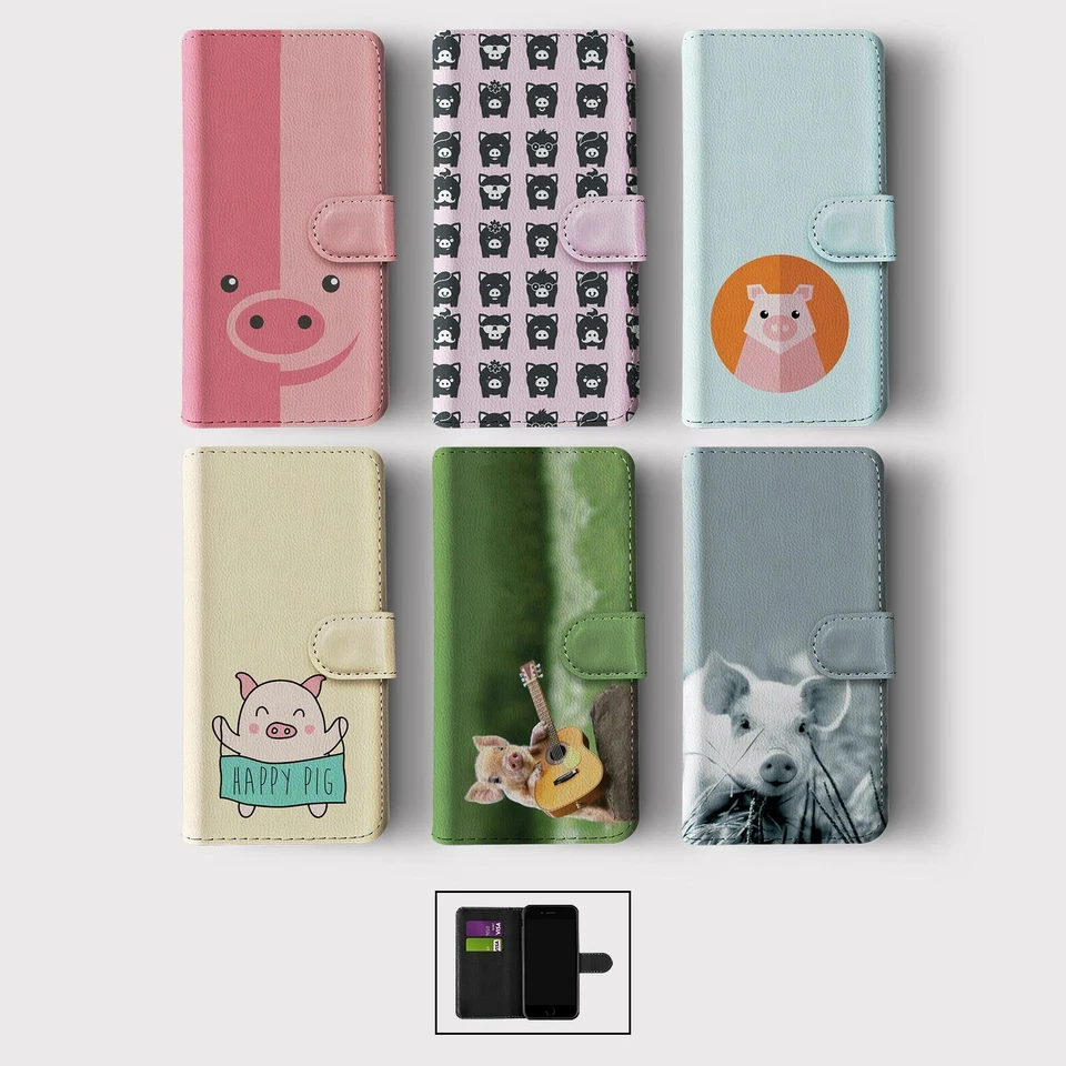 CASE FOR IPHONE 16 16E 15 14 12 12 PRO WALLET FLIP PHONE COVER PIG PIGGY PIGLET - Image 1 of 1