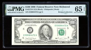 DBR 1990 $100 FRN Gem Richmond Fr. 2173-E PMG 65 EPQ Serial E59084472A - Picture 1 of 2