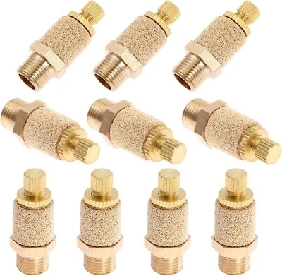 MTSOONING 10PCS Pneumatic Exhaust Muffler, 1/8" NPT Adjustable Brass Flow Control Silen...