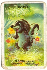 Vintage 1950'S DISNEY BAMBI - FLOWER SKUNK W.D.P. Blank Back Swap Playing Card - Picture 1 of 2
