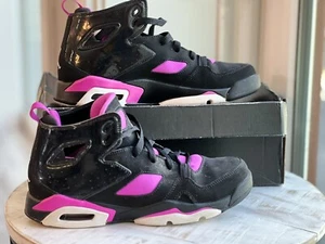 Nike Air Jordan Flight Club 91 Black Fuschia Blast Size 6.5y 8w 555333-028 - Foto 1 di 10