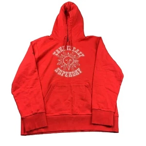 Superdry Hoodie Mens 2XL Red Long Sleeves Pullover Hooded Sweatshirt NWT - Picture 1 of 11