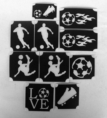 GLITTERTATTOO4YOU 10 diversi stencil tatuaggio GIOVANI tatuaggi scintillanti gioielli corpo calcio