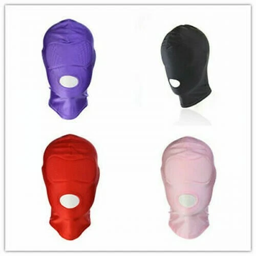 Balaclava Spandex Padded Blindfold Eyes Face Mask Open Mouth Head Hooded Costume - Image 1 of 4