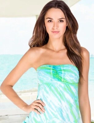 Lucky Samba Sea Aquarium Strapless Band-ini Bandeau Tankini Swimsuit Top  S M - Image 1 of 4