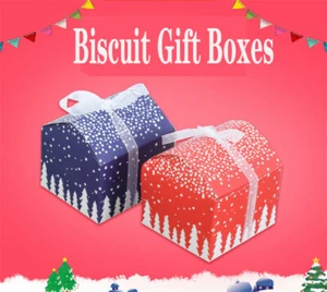 New Blue Red Snow House Christmas Wedding Party Favours Biscuit Gift Boxes Bags - Picture 1 of 11