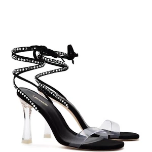 Sandalia para mujer LARROUDE Gloria en cuero negro y vinilo talla 6,0 - Imagen 1 de 9