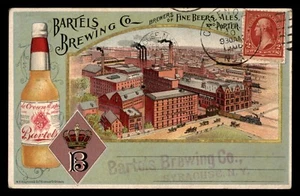 US 1906 BARTELS BREWING CO FINE BEERS FULL COLOR ADVERTISING CARD TO SYRACUSE NY - Picture 1 of 2