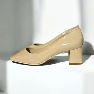 🌻NEU Ron White Lizbeth knochenfarbenes Lackleder wasserdichter italienischer Absatz Größe 1 - Bild 1 von 12