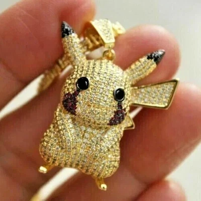 3.5 Ct Round Cut Simulated Diamond Pikachu Custom Pendant 14K Yellow Gold Plated - Image 1 of 4