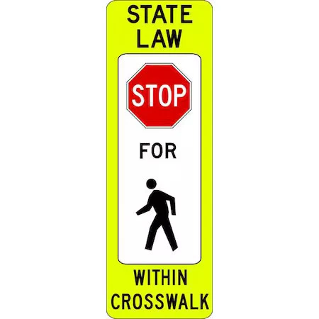 Señal de tráfico Lyle R1-6A-12Fa ley estatal parada para peatón dentro del cruce peatonal, 36 Foto 1 de 1