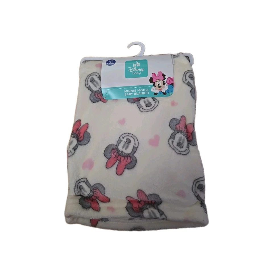 迪士尼宝宝米妮老鼠柔软可爱白色30x40英寸婴儿毯 — 第 1/1 张图片