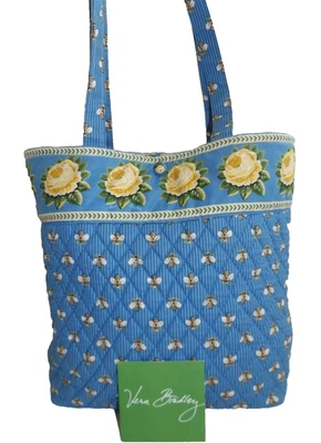 Bolso de Mano VERA BRADLEY Abejas - Azul con Rosas Amarillas - Perfecto Estado Foto 1 de 4