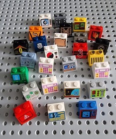 Lego Slope Brick 1x2 Printed Sticky Bundle Space Star Wars 26 Pieces 3039 P1