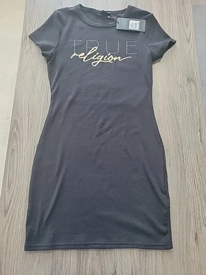 Новый с Ярлыками True Religion Jet черный ребро футболка платье.  Большой размер - Изображение 1 из 4