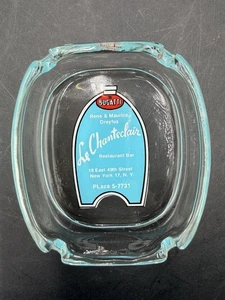 RARE Glass Ash Tray Bugatti Le Chanteclair Restaurant Bar New York Great Cond - Picture 1 of 5