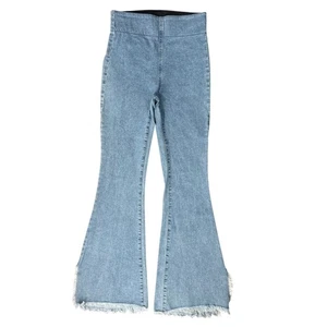 Show Me Your Mumu Blue Austin Pull On Flare Raw Fray Hem Jeans Agua Fria Size M - Bild 1 von 12