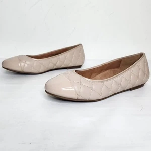 Vionic Desiree Ballet Flats Womens 9 WIDE Nude Beige Quilted Leather Comfort  - Picture 1 of 10