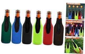 Beer Bottle Insulator Sleeve Different Color. Zip-up Bottle Jackets. Keeps - Picture 1 of 7