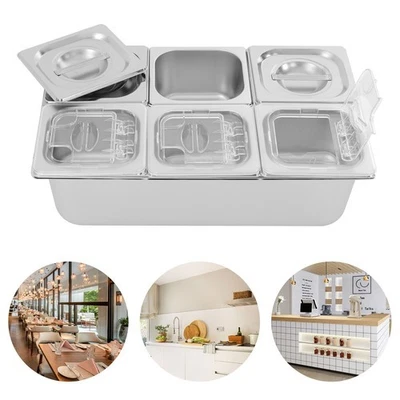 6-compartment Fruit Pan, Fruit Pan with Acrylic Lids and Water-filtering Gaskets - Image 1 of 4