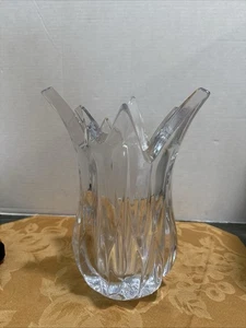 MIKASA CRYSTAL LOTUS VASE 10" LEADED CRYSTAL SLOVENIA XY 066/626 No Box - Picture 1 of 8