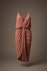 MISA Los Angeles Domino Draped Mini Dress Womens XS Blush Rose Warm Weather Glam - Picture 1 of 20