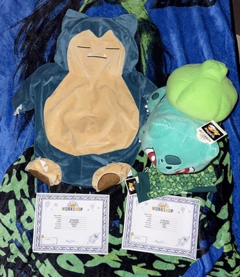 Lote de Pokémon Build A Bear Jumbo Snorlax y Bulbasaur sin relleno con certificados Foto 1 de 4