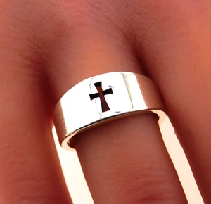 James Avery 925 Sterling Silver Small Crosslet Religious Cross Band Ring - Picture 1 of 12