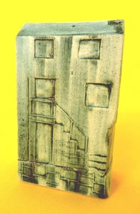 CARN POTTERY ABSTRACT BOX HOUSE VASE SEA BLUE SIGNED by JOHN BEUSMANS PENZANCE - Picture 1 of 6