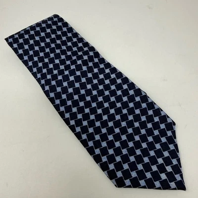 GUESS USA American Classics Mens Navy Blue Light Blue Geometric Silk Tie - Image 1 of 4