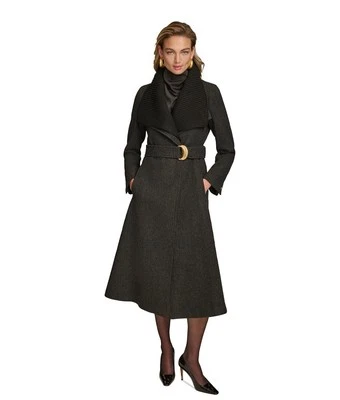 Donna Karan Women's Belted Wing-Collar Coat - Image 1 of 4