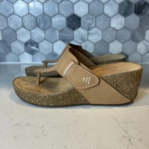 Sandalias de Tanga Artesanales Clarks Chanclas Cuero Tostado Boho Cuña Para Mujer Talla 8 M - Imagen 1 de 19