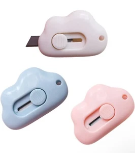 3x Mini Box Cutter Cloud Shaped Retractable Knife Art DIY Cute Keychain - Picture 1 of 5