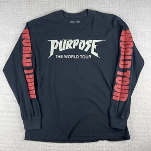 Camiseta negra Justin Bieber 2016 Purpose World Tour talla grande manga larga (leer) - Imagen 1 de 17