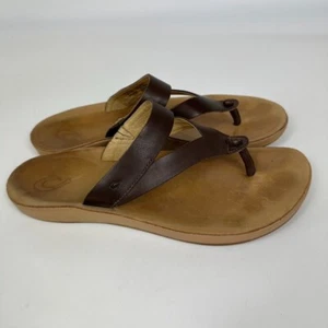 OluKai Womens KaeKae Sandal Size 10 Brown Thong Flip Flop Slide Shoe - Picture 1 of 9