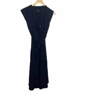 Vestido Tahari Para Mujer Talla 6 Negro Botón Frontal Sin Mangas Mezcla de Lino Vestido - Imagen 1 de 7