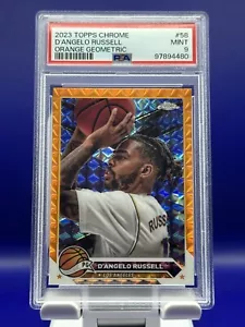 2023 Topps Chrome #58 D'Angelo Russell ARANCIONE GEOMETRICO PSA 9 (01/25) POP 1 - Foto 1 di 3