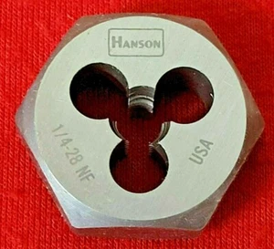 1/4-28 NF X 1" Hex Die Irwin Hanson 6523 ZR Rethreading Carbon Steel USA - Bild 1 von 5