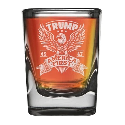 SHOP4EVER President Donald Trump 45 47 America First Eagle Engraved 2 oz Prism Shot Glass