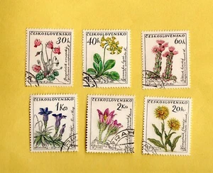 CESKOSLOVENSKO USED SET OF FLOWERS 6 STAMPS - Picture 1 of 1