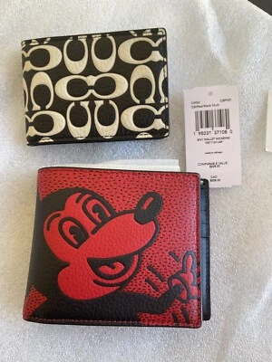 Limited Edition Coach Disney Mickey Mouse Keith Haring 3 In 1 Red Leather Wallet - Image 1 of 4