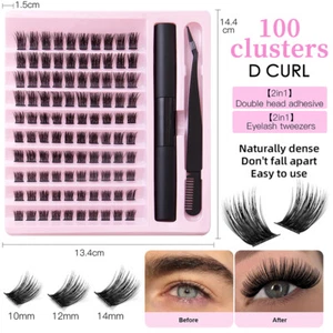 Wimpern Extensions 100 Wimpern Einzeln DIY Falsche Wimpern Set Für Volumen Wimpe - Bild 1 von 22