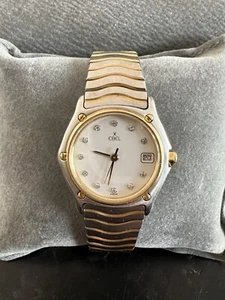 Authentic Ebel Two Tone 18k/Stainless Steel Diamond Watch With Date MSRP $3800 - Picture 1 of 7