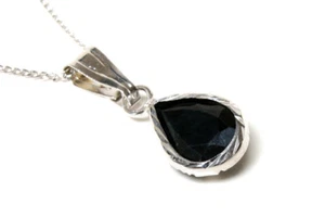 9ct White Gold Sapphire Pendant and chain Gift Boxed necklace Made in UK - Picture 1 of 4