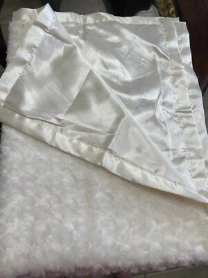Sumersault Beige Plush Satin Blanket Baby Crib Stroller Cream Swirl - Image 1 of 4