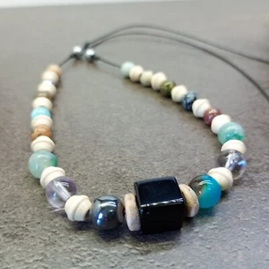 Stone Glass Wood Bead Necklace Men Women Charm Boho Surfer Beach Bohemian Hippie - Picture 1 of 8