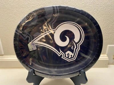 Los Angeles RAMS NFL Party 10"x12" Oval PAPER PLATES 8 count - Image 1 of 2