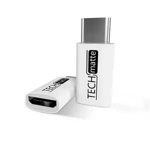Techmatte USB-C to Micro USB Adapter Convert Connector (2 Pack, White) - Picture 1 of 6