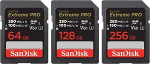SanDisk SDXC Extreme PRO 280MB/s UHS-II Flash Memory Card 64GB 128GB 256GB - Picture 1 of 7
