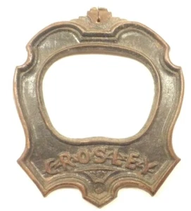vintage CROSLEY CATHEDRAL part: PRESSED-WOOD FACEPLATE. 2 & 5/8" X. 2" wide - Photo 1/2